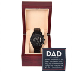 Black Chronograph Watch - For Dad Your Presence Is A Gift